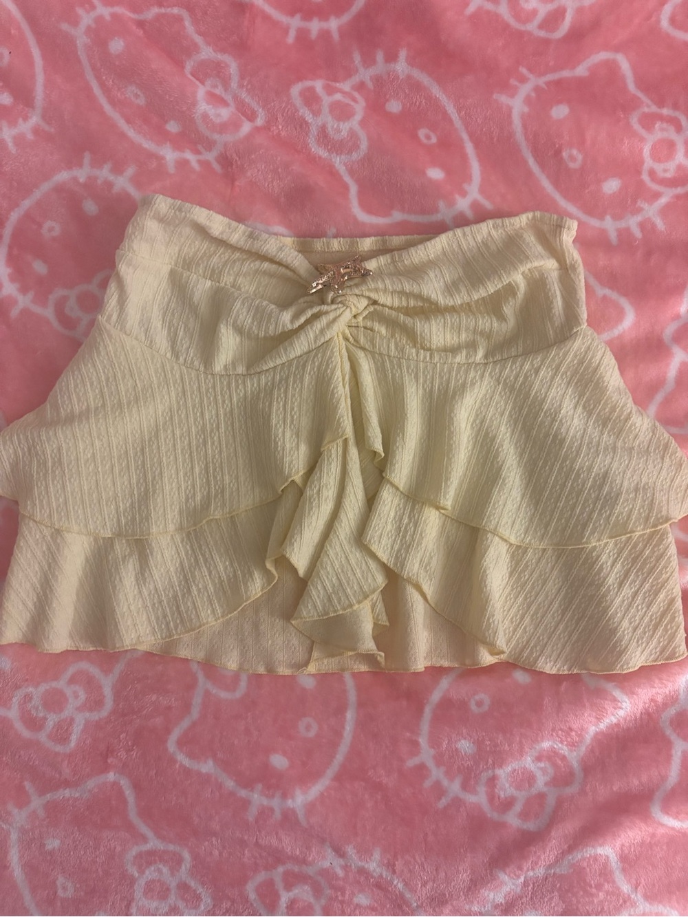 Tiered Ruffle tube top in Pale Yellow
